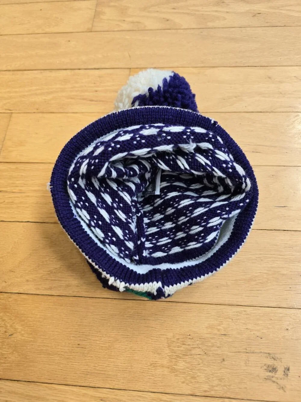 vintage 90's | Alpine Ski blue wool cozy pom-pom beanie - Picture 5 of 8